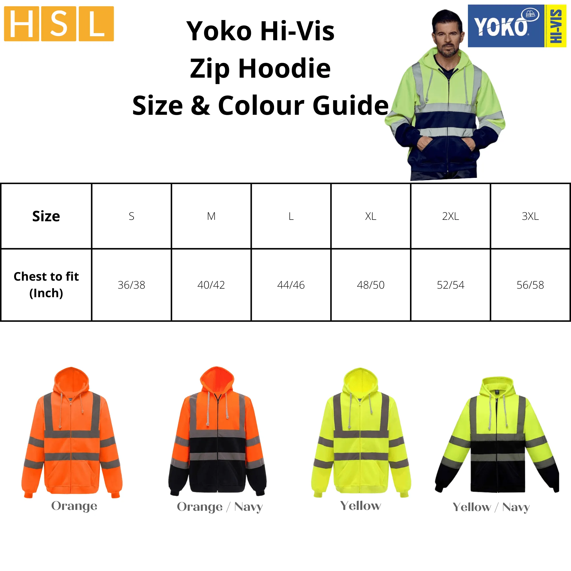 8 For £200 Yoko Hi-Vis Zip Hoodie Bundle Deal