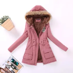 Ailegogo New Autumn Winter Women Cotton Jacket Padded Casual Slim Coat Emboridery Hooded Parkas Size 3XL Wadded Overcoat