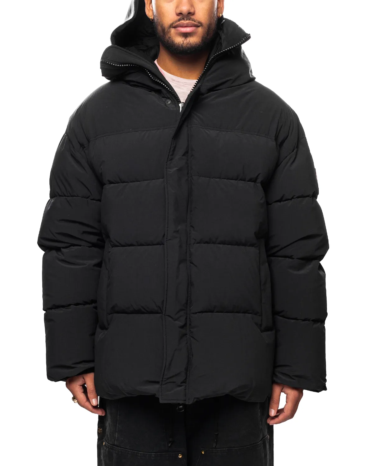 Animal Trim Puffer Jacket Black