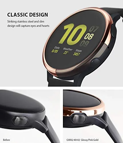 Bezel Styling Cover for Galaxy Watch Active 2 40mm (2019) - Glossy Rose gold (GW-A2-40-02) [Stainless Steel]