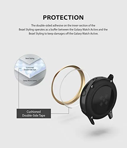 Bezel Styling Cover for Galaxy Watch Active (2019) - Glossy Black [Stainless Steel]