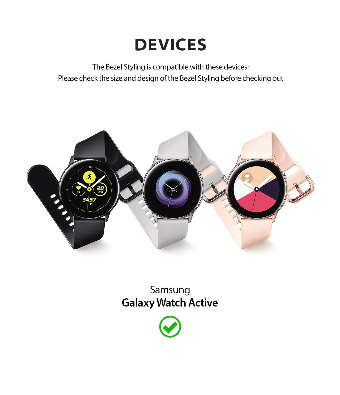 Bezel Styling Cover for Galaxy Watch Active (2019) - Glossy Rose Gold  [Stainless Steel]