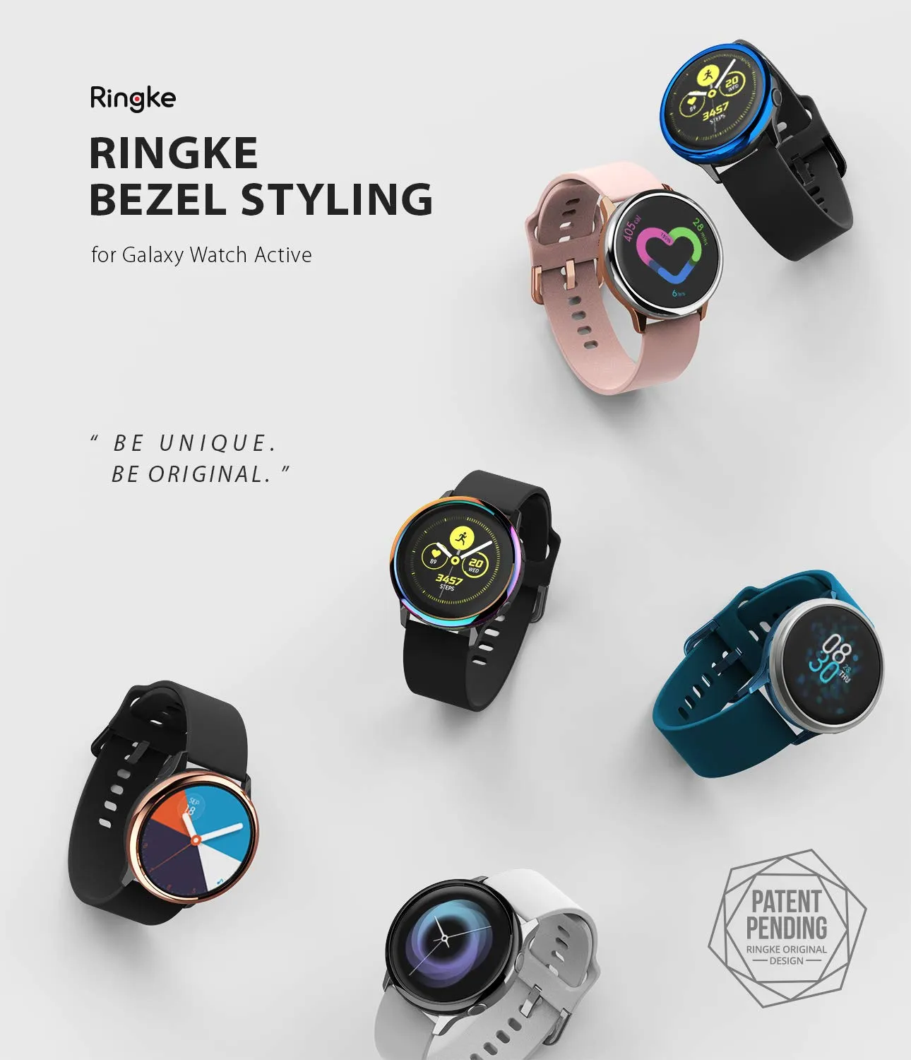 Bezel Styling Cover for Galaxy Watch Active (2019) -  Glossy Silver [Stainless Steel]