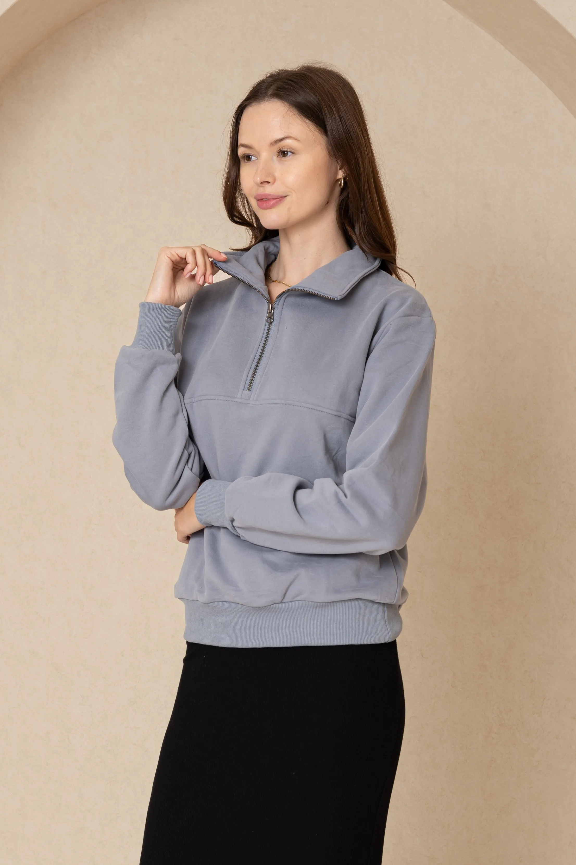 Blue Half Zip Sweatshirt