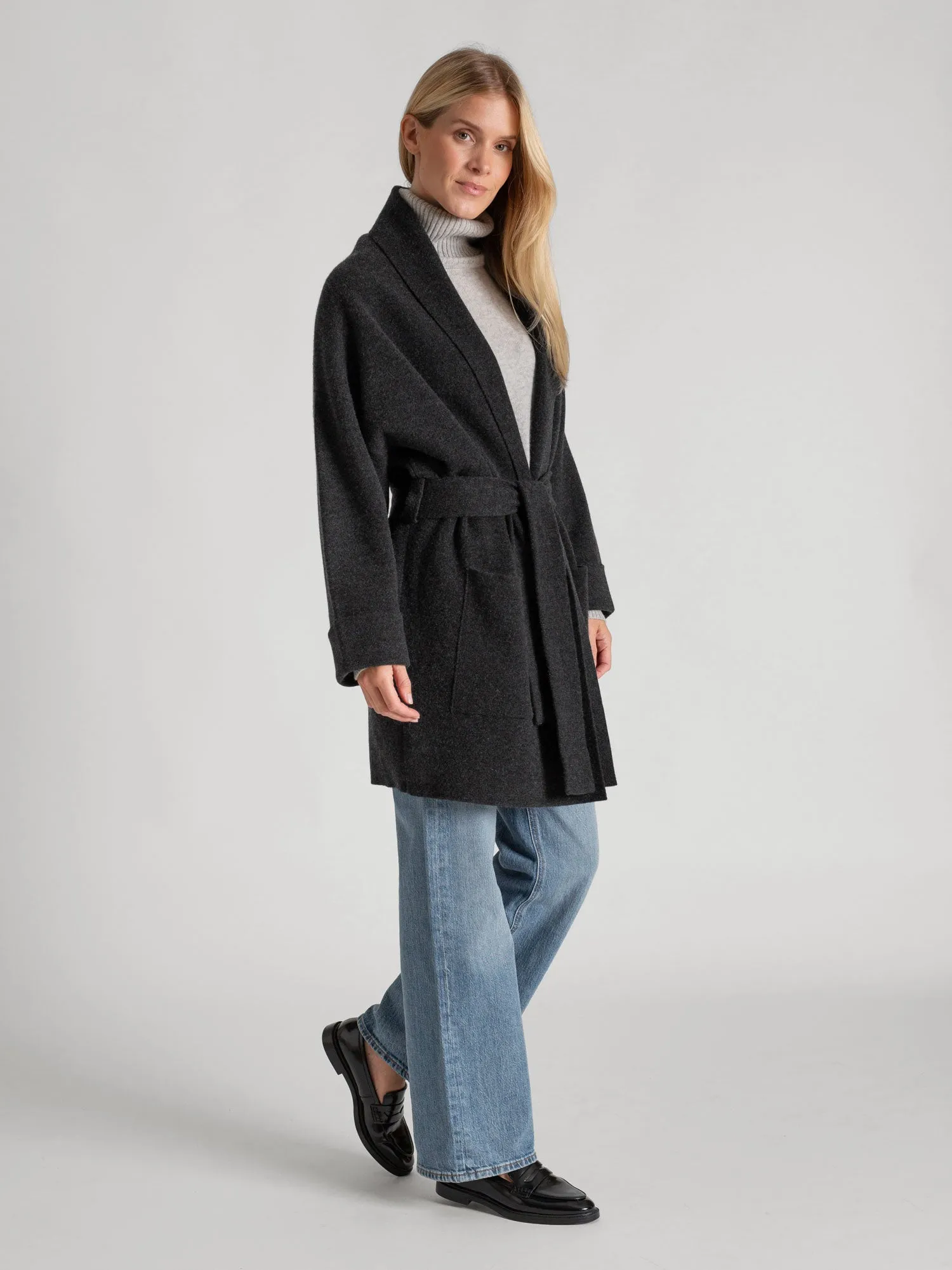 Cashmere coat "Liv" - charcoal