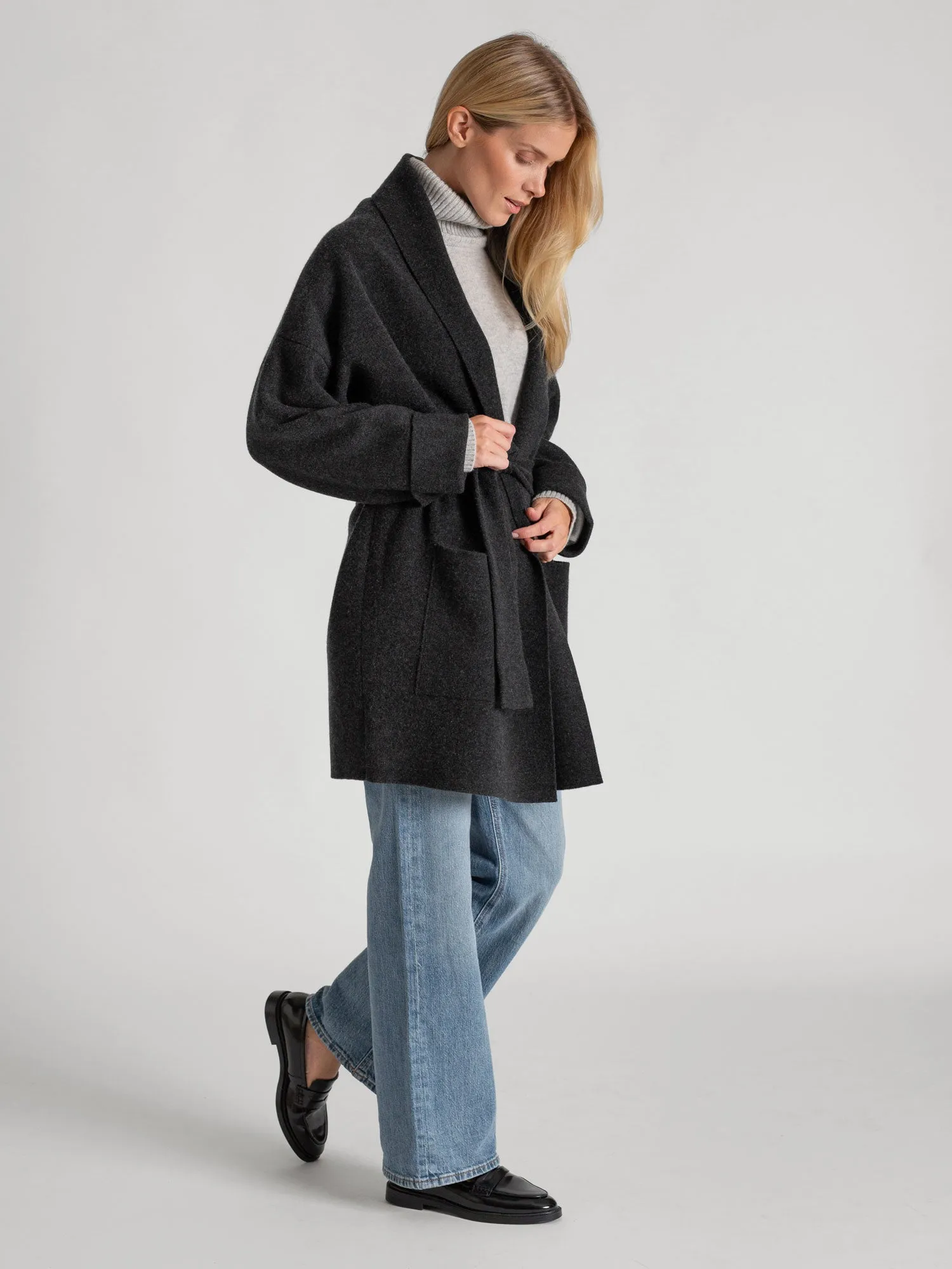 Cashmere coat "Liv" - charcoal