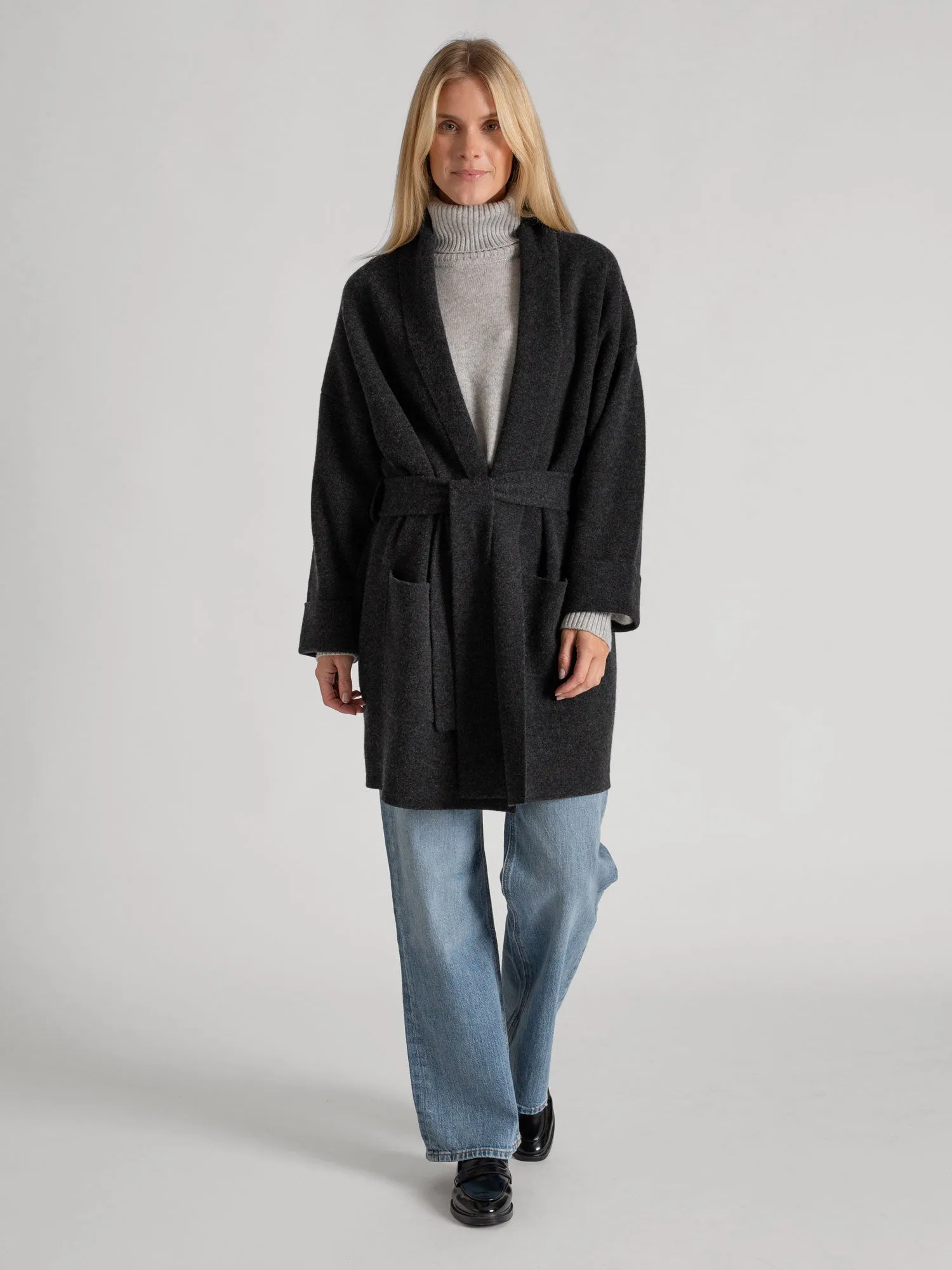 Cashmere coat "Liv" - charcoal