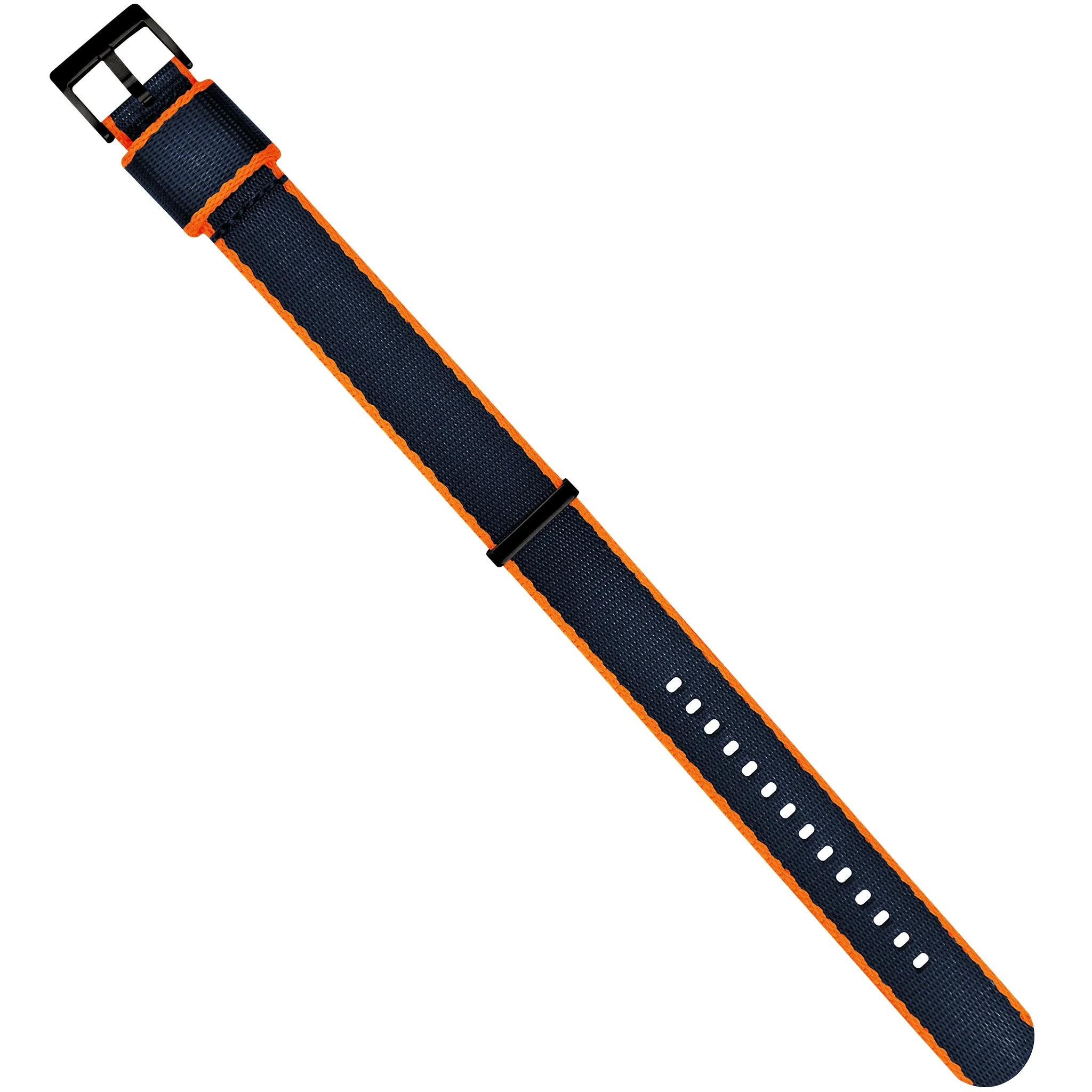 Dark Blue With Orange Edges Elite Nylon NATO® Style Watch Band (18mm, 20mm, 24mm SALE)