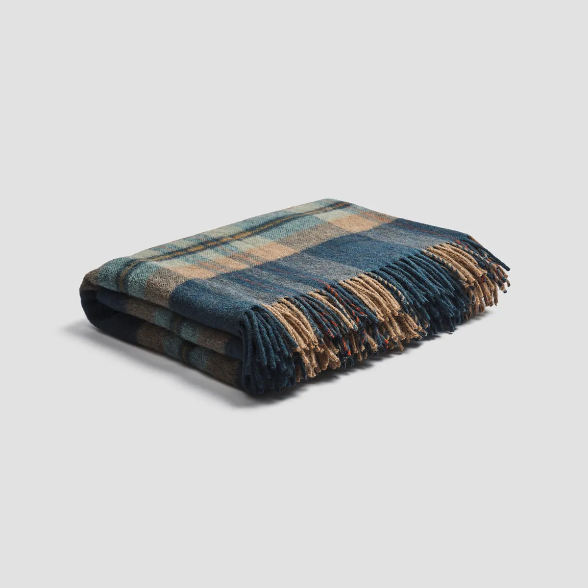 Deep Teal Check Cabin Wool Blanket