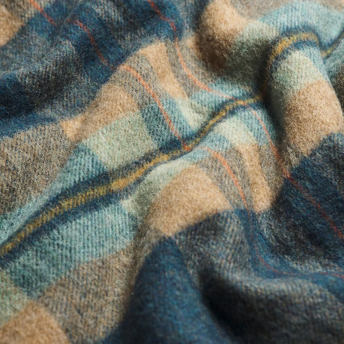 Deep Teal Check Cabin Wool Blanket