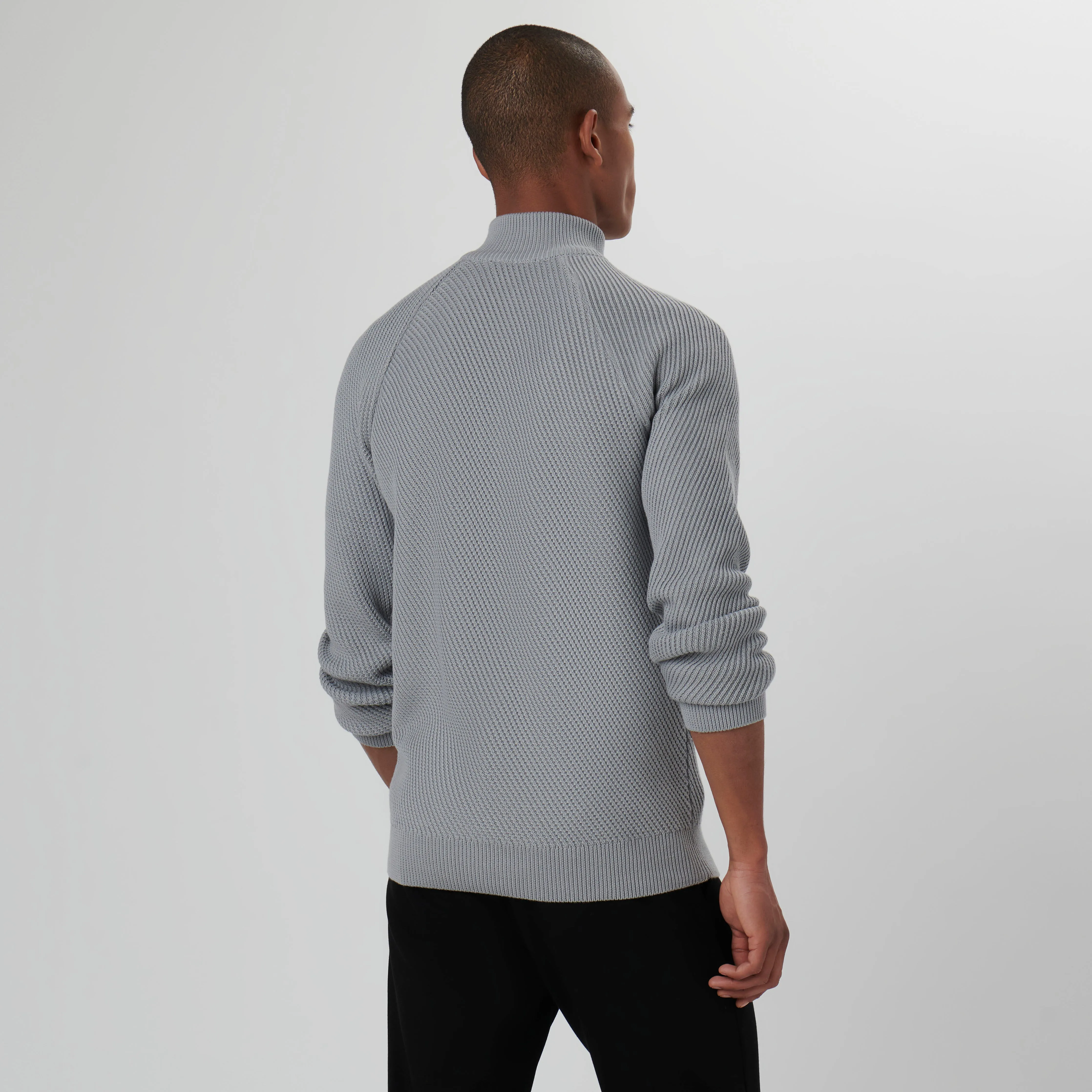 Diagonal Stitch Quarter Zip Sweater