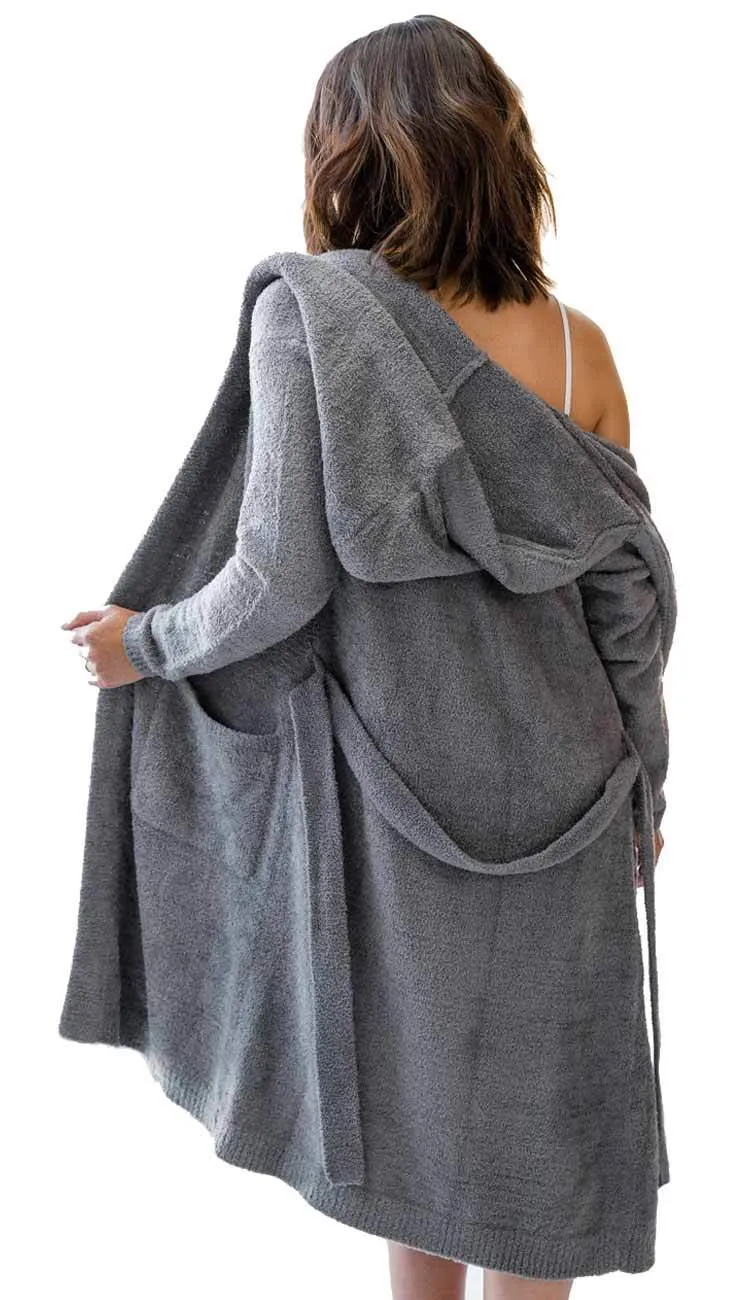 Dolce Hoodie Cover Up Robe in Charcoal Chenille