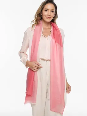 Featherlight Coral White Cashmere Scarf