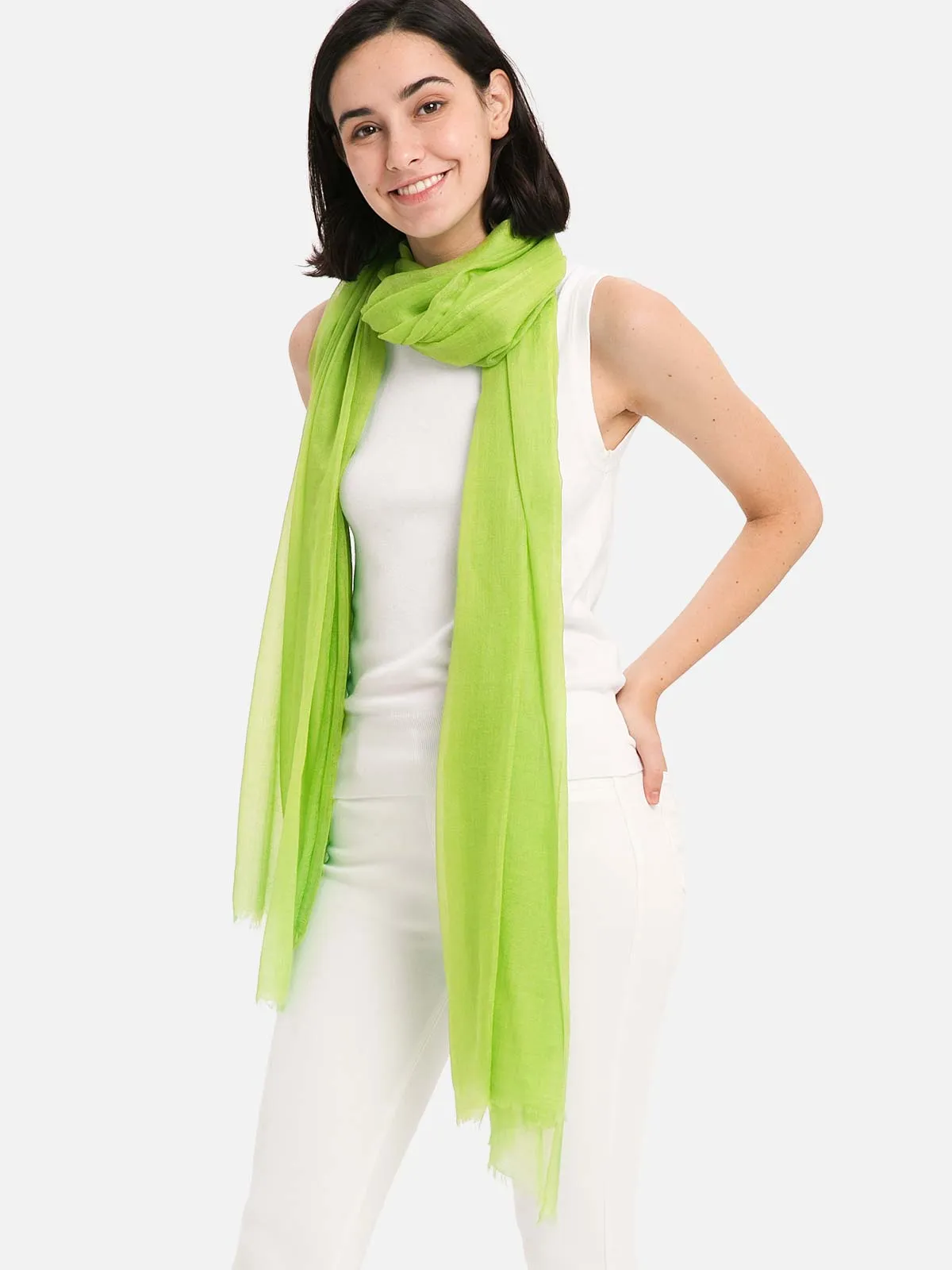 Featherlight Lime Cashmere Scarf