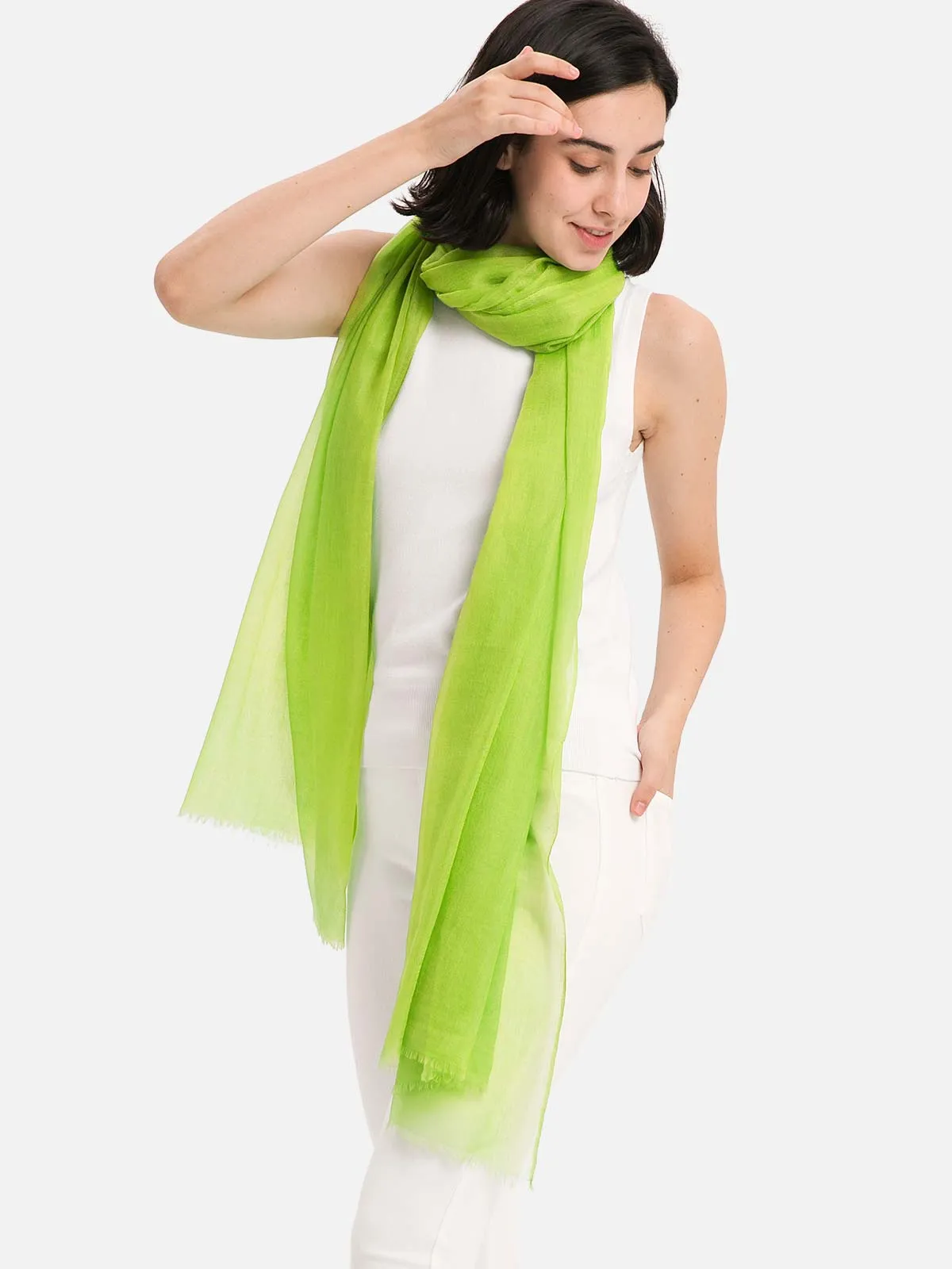 Featherlight Lime Cashmere Scarf