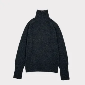 Harley Of Scotland Superfine Lambswool Mock Neck Charcoal