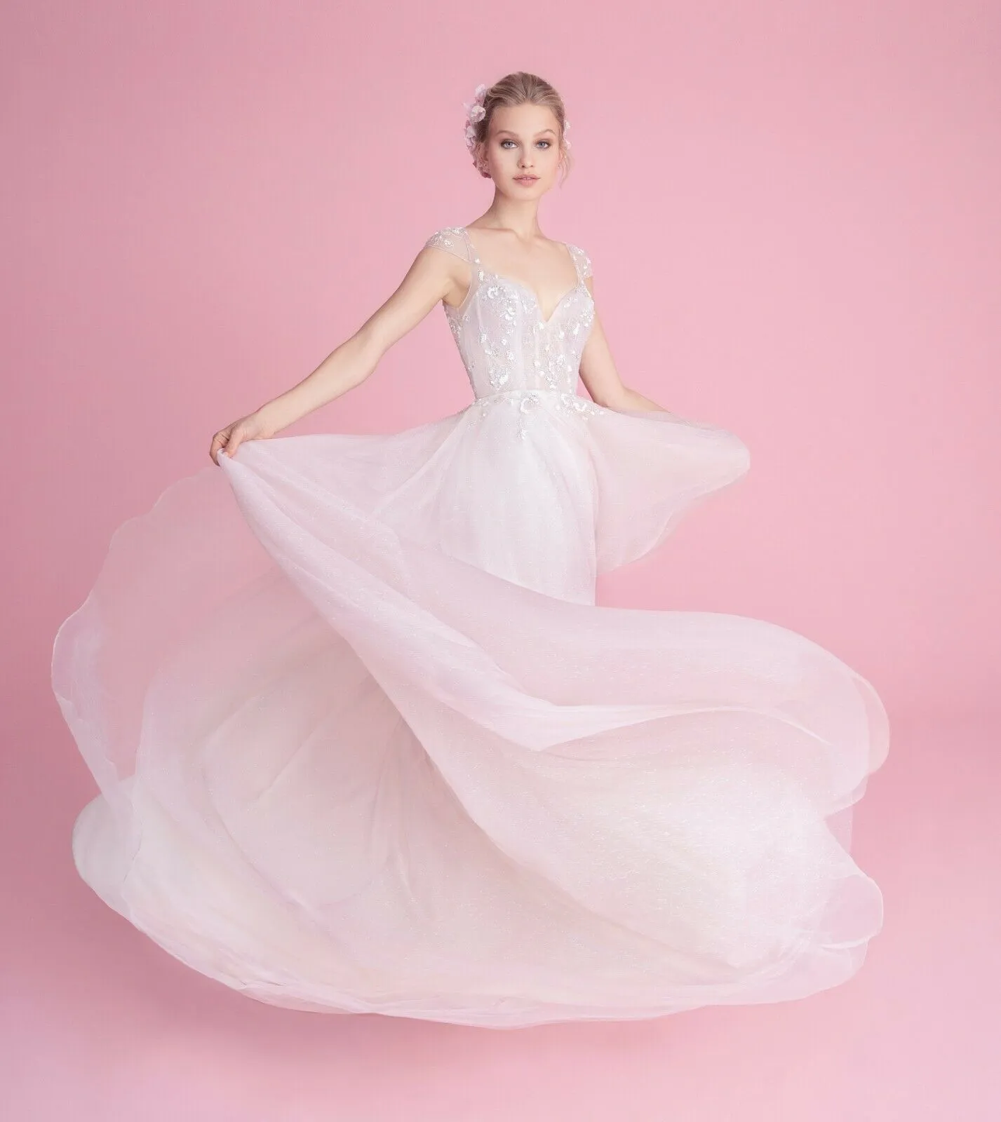 Hayley Paige Tulle 1861 Amour A-line Gown Glitter Sequin Crystal Wedding