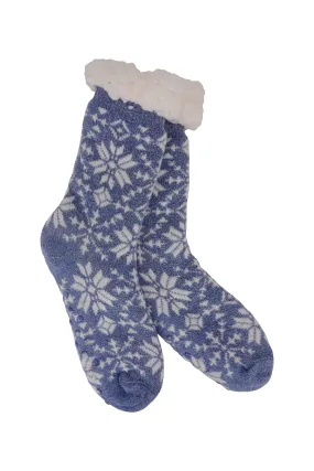 Heather Blend Snowflake Knit Thermal Slipper Socks