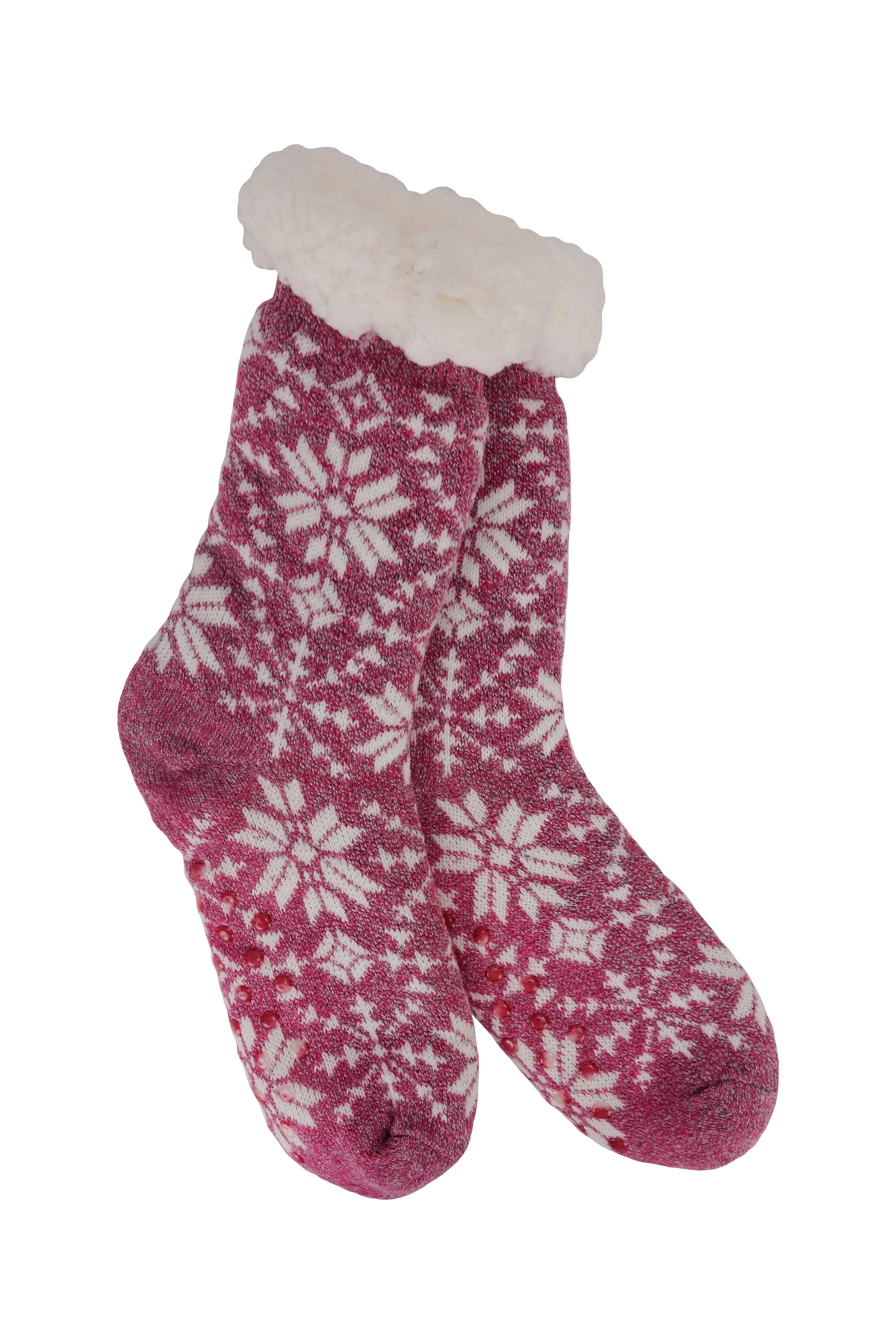 Heather Blend Snowflake Knit Thermal Slipper Socks