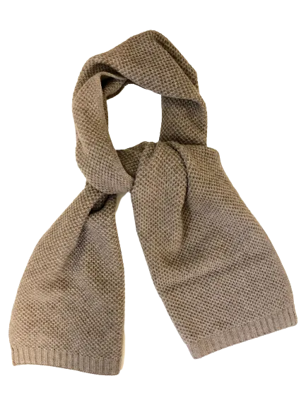 Heavy Seed stitch knitted Cashmere Scarf Milkyway Camel