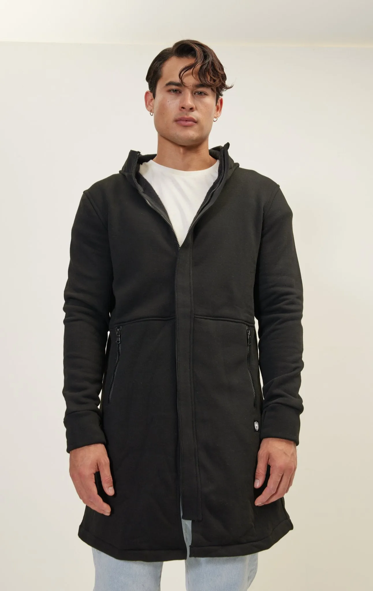 Hooded Longline Jacket - Black