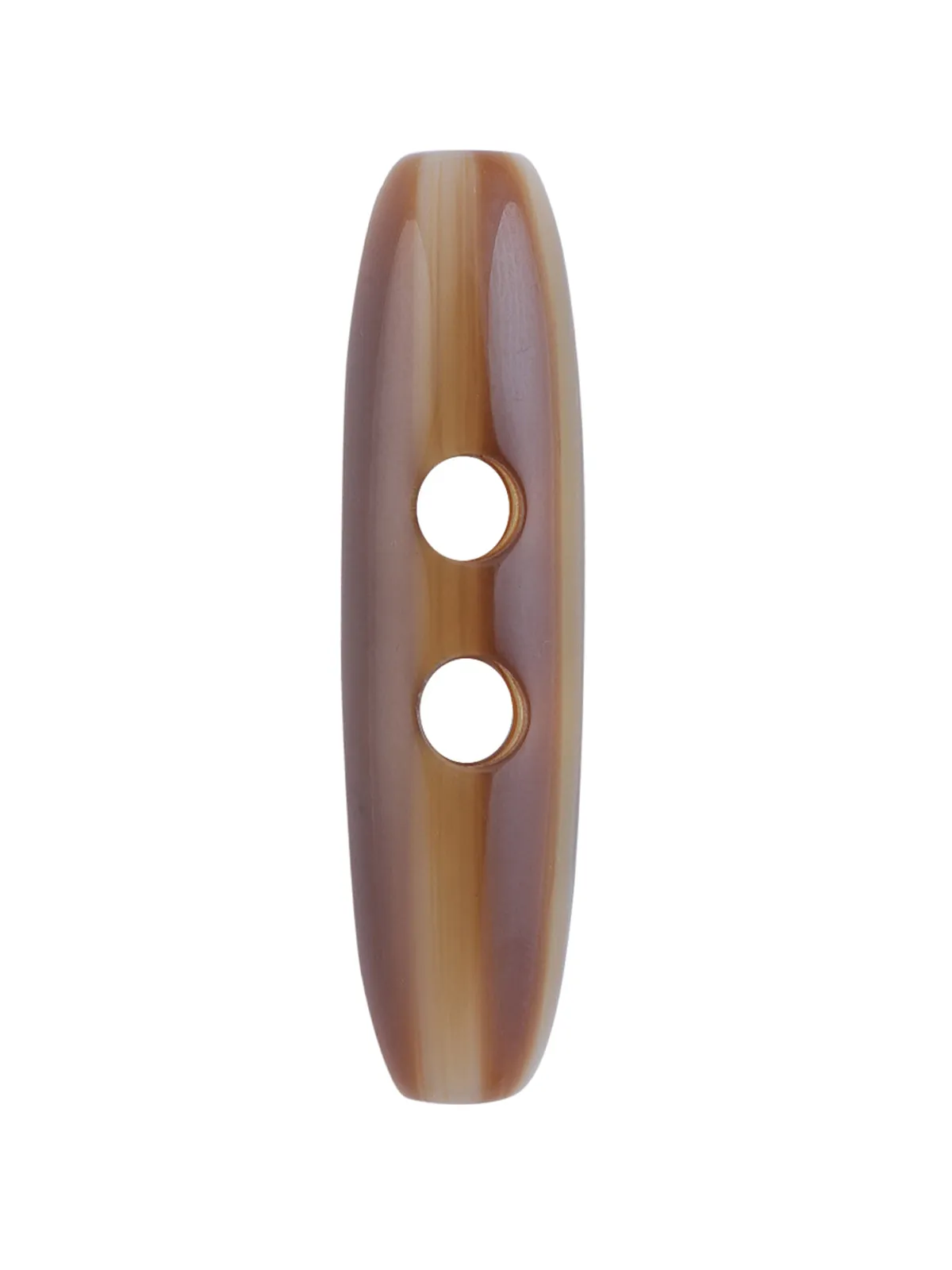 Imitation Horn 2-Hole Brown Shaded Oval Shape Toggle Button