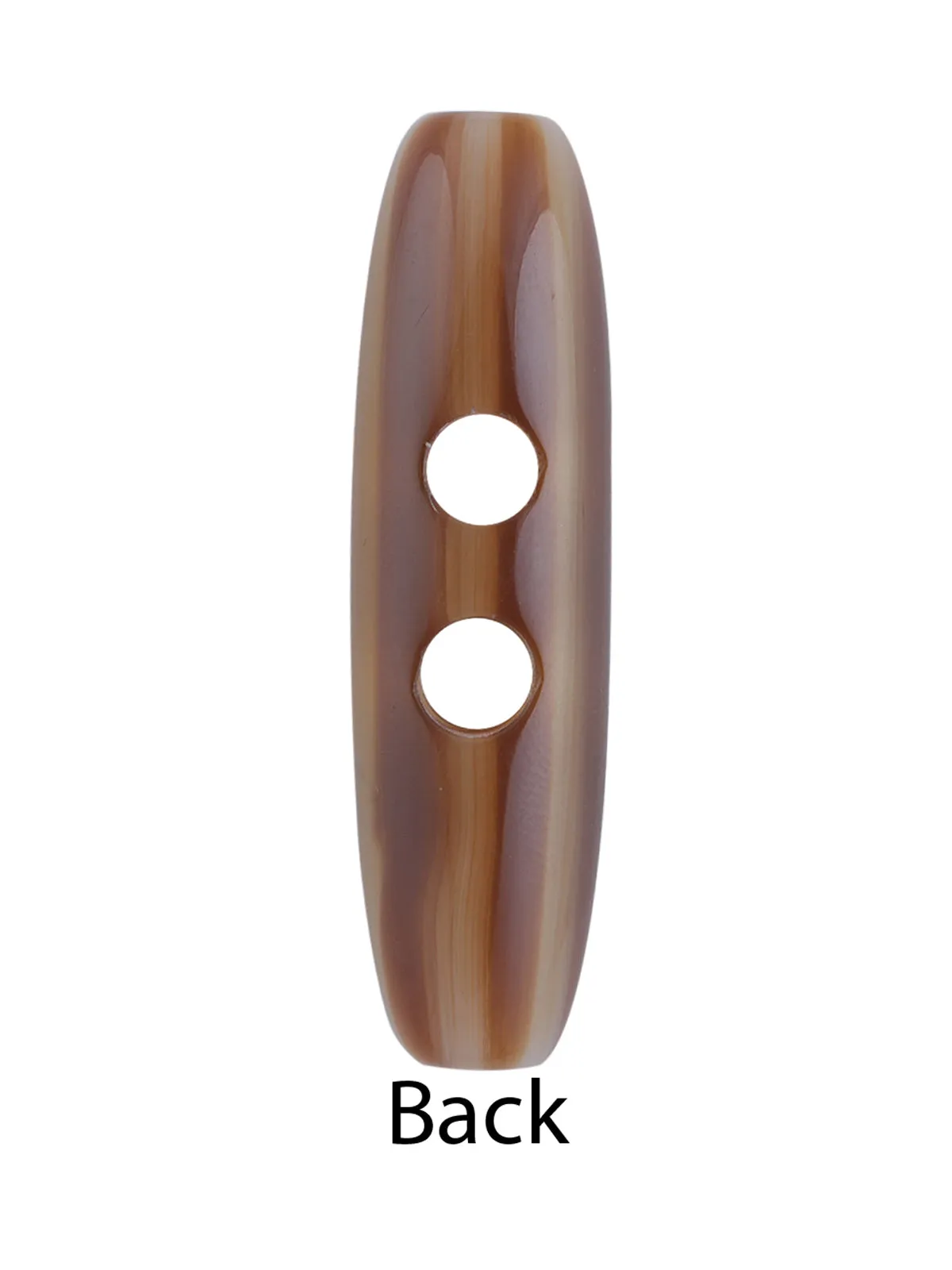 Imitation Horn 2-Hole Brown Shaded Oval Shape Toggle Button