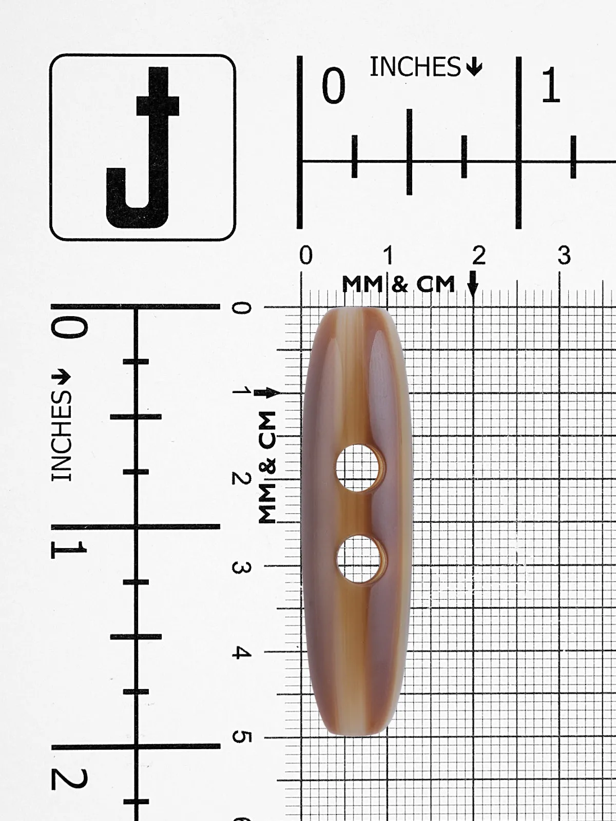 Imitation Horn 2-Hole Brown Shaded Oval Shape Toggle Button