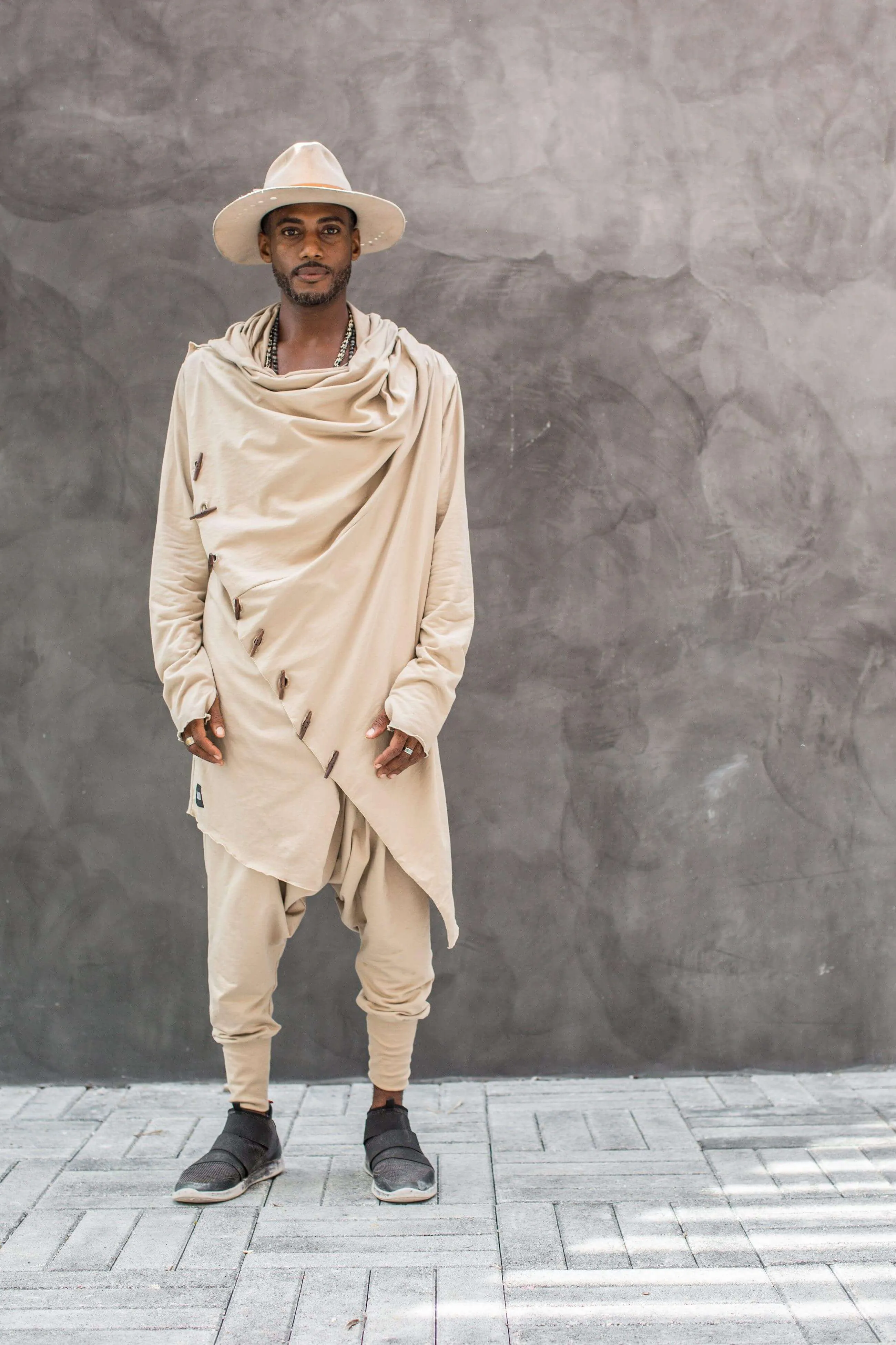 KENOBI Desert Khaki - Beige Cream Jedi Style Hoodie Cardigan Vest