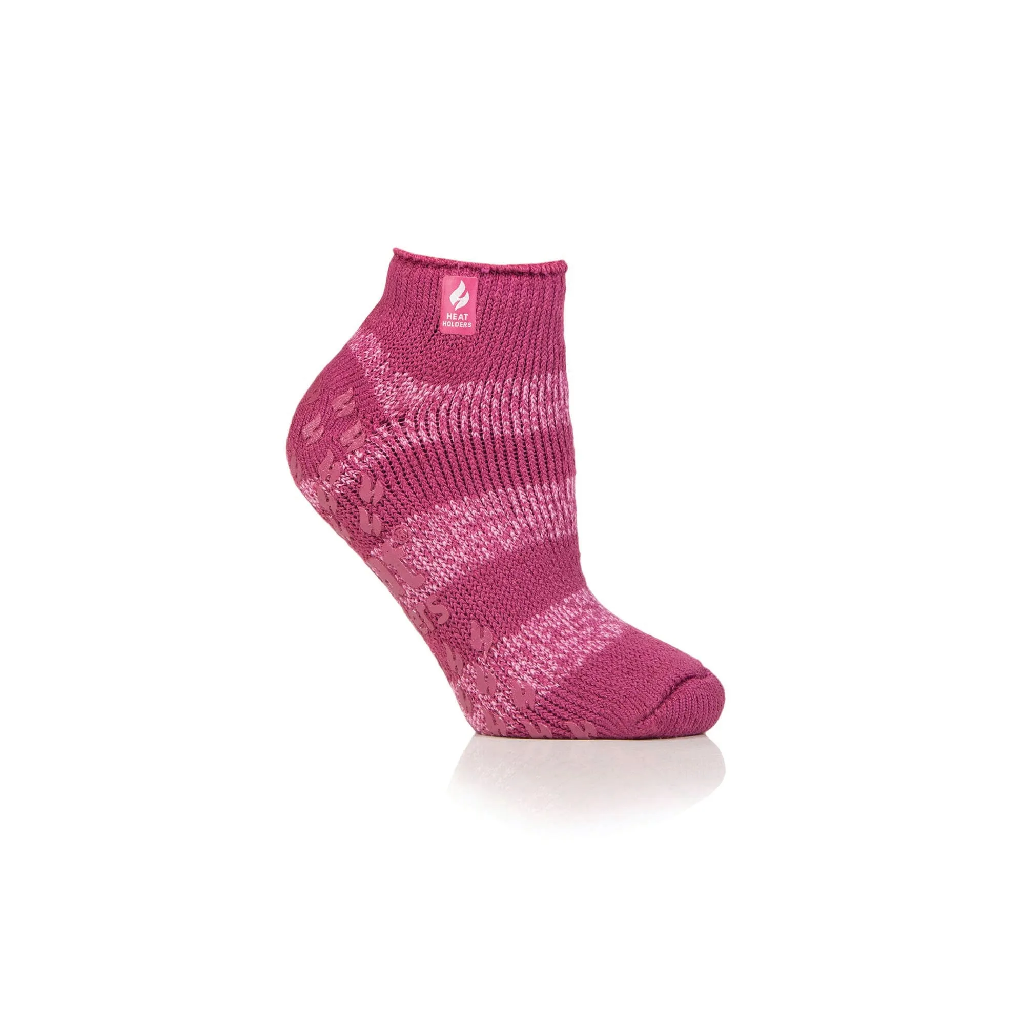 Ladies Original Valencia Stripe Ankle Slipper Socks - Muted Pink