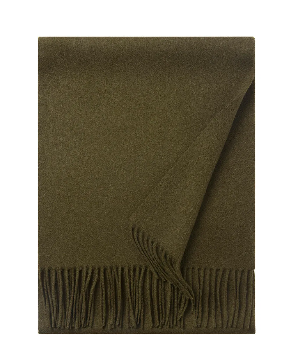 Lambswool Scarf Woven Plain Olive Green