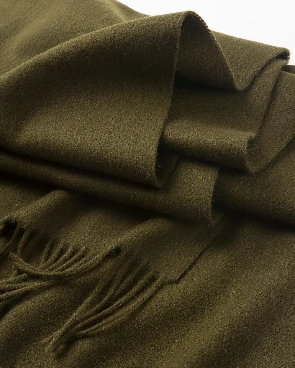 Lambswool Scarf Woven Plain Olive Green