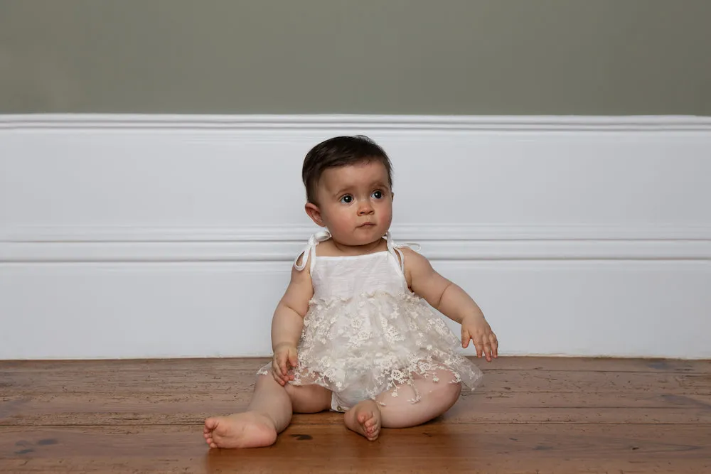 MADELINE ROMPER DRESS - Natural White