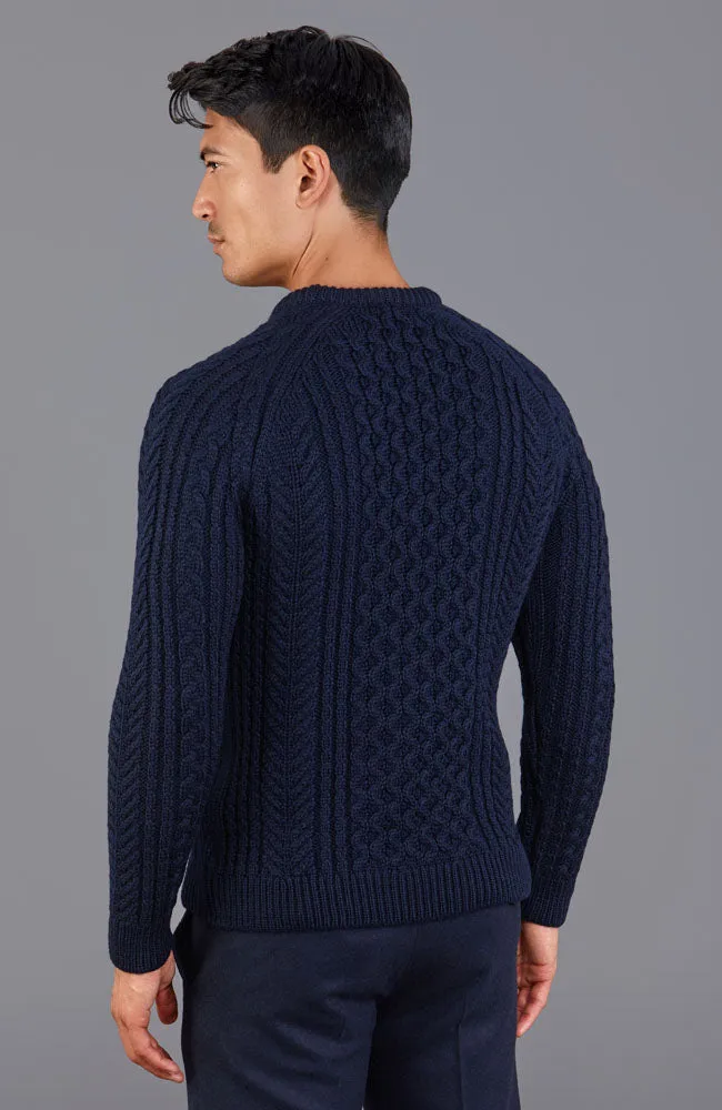 Mens 100% Chunky Merino Wool Fisherman's Jumper