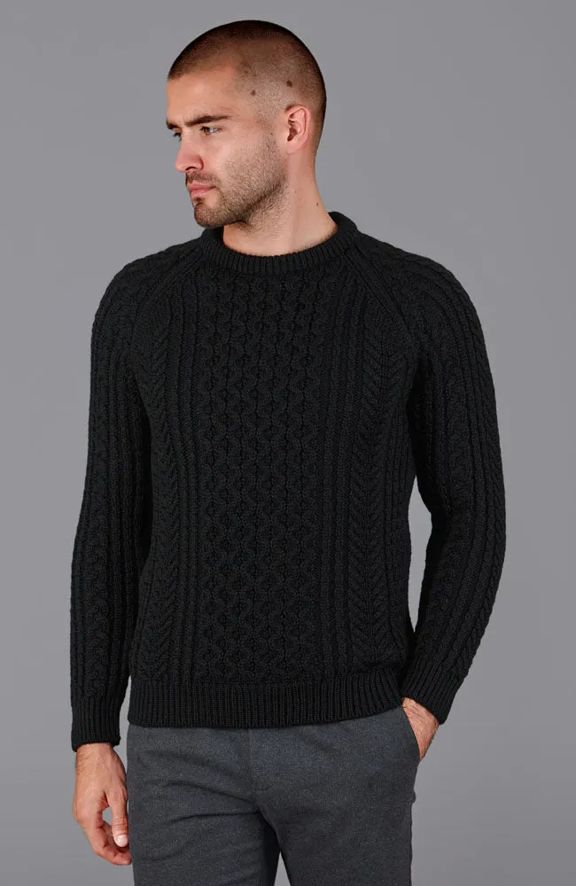 Mens 100% Chunky Merino Wool Fisherman's Jumper