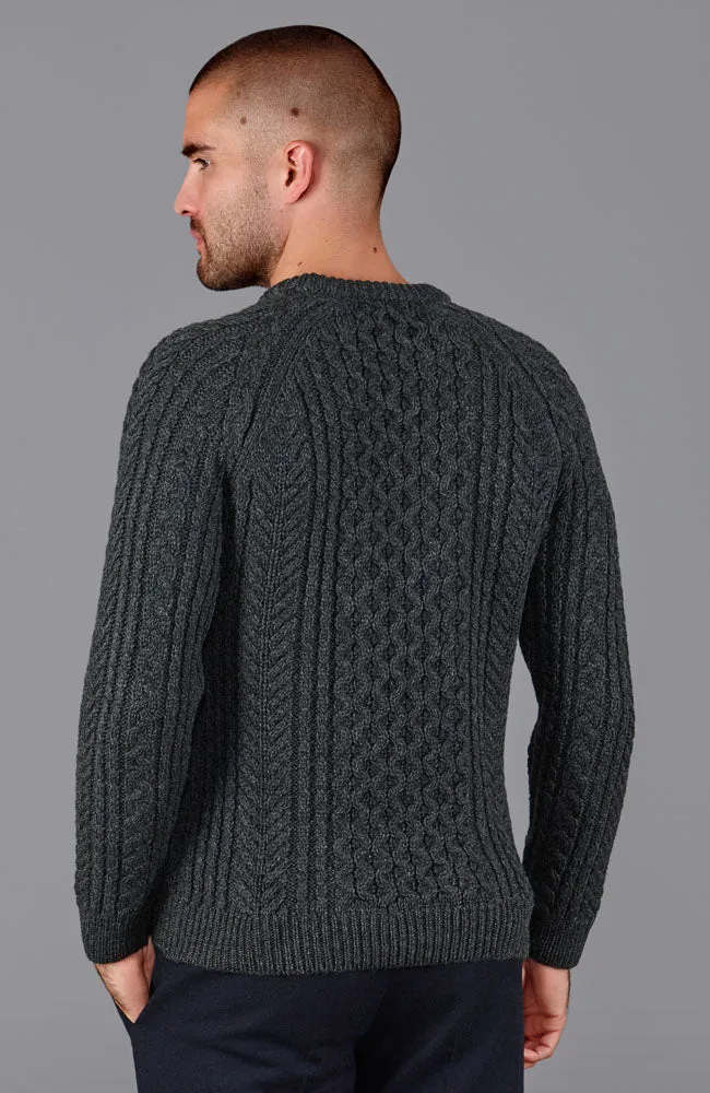 Mens 100% Chunky Merino Wool Fisherman's Jumper