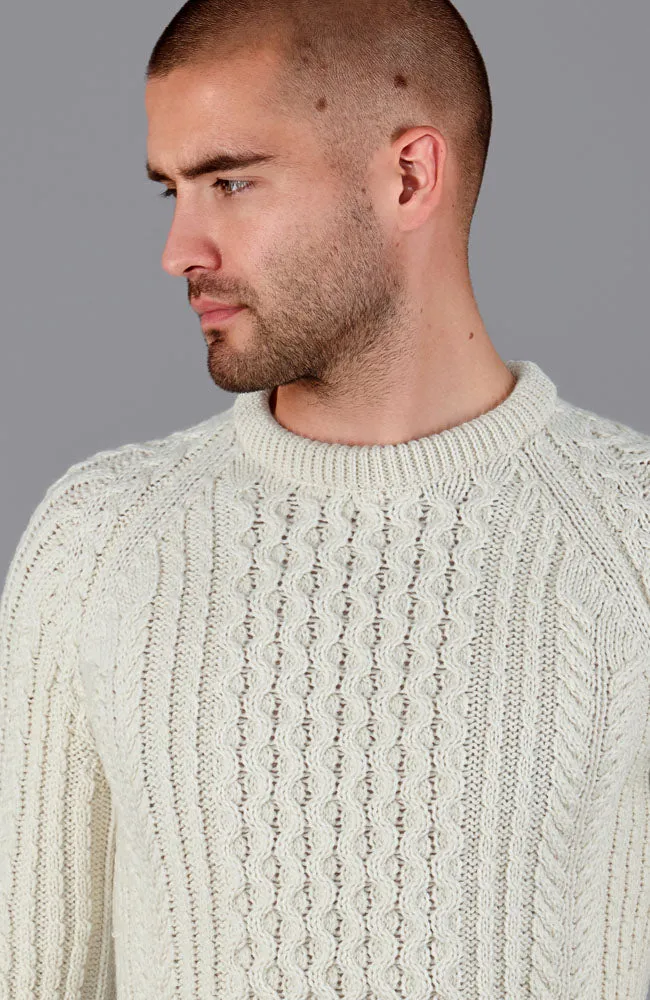 Mens 100% Chunky Merino Wool Fisherman's Jumper