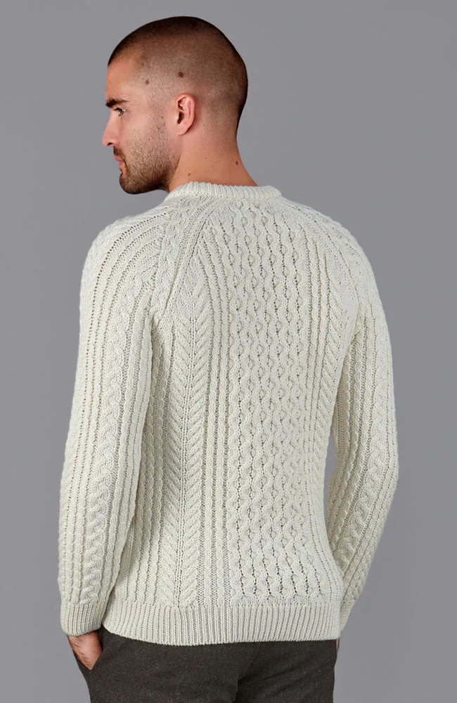 Mens 100% Chunky Merino Wool Fisherman's Jumper