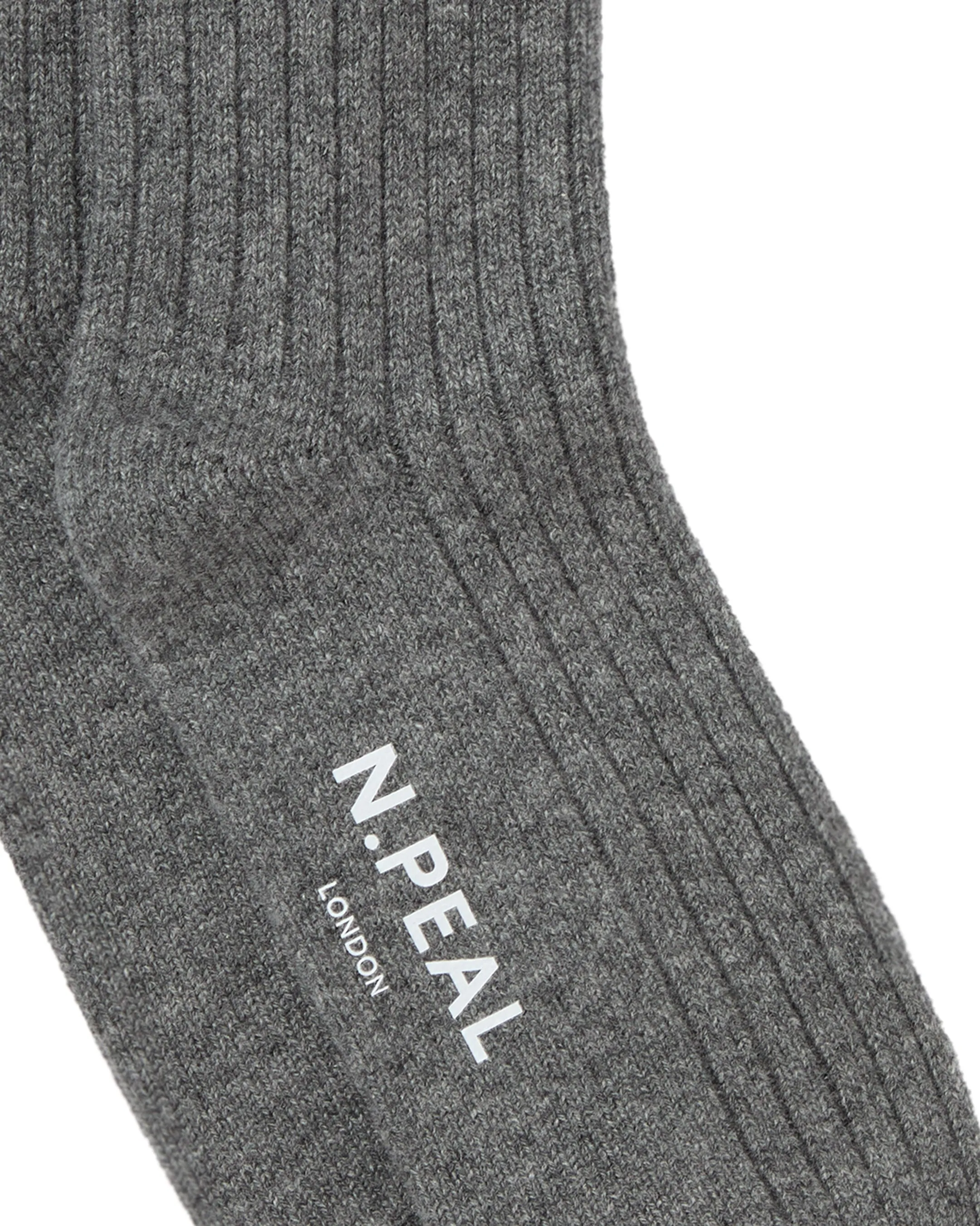 Men's Rib Cashmere House Socks Elephant Grey