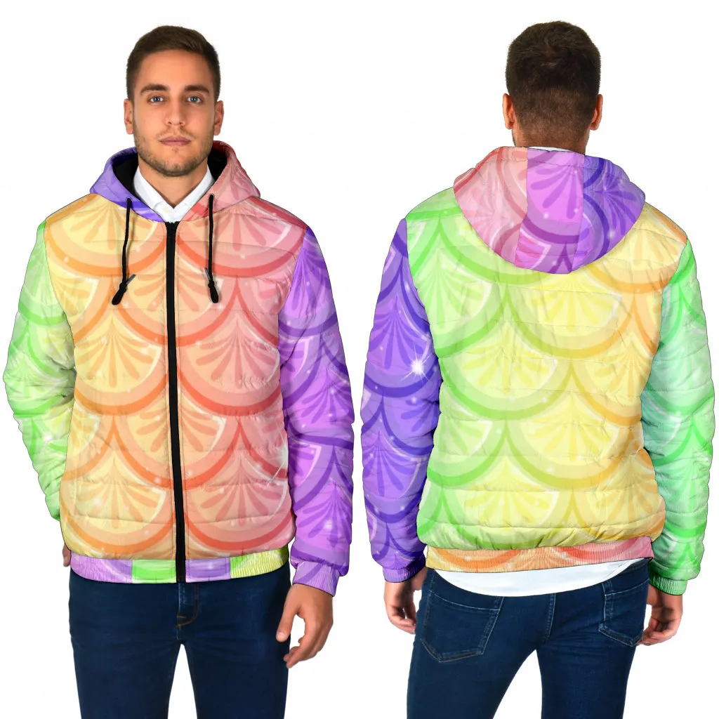 Mermaid Scales Men's Padded Hooded Jacket