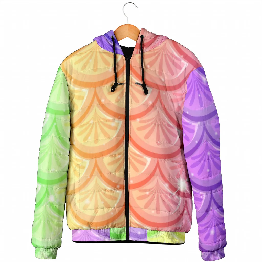 Mermaid Scales Men's Padded Hooded Jacket