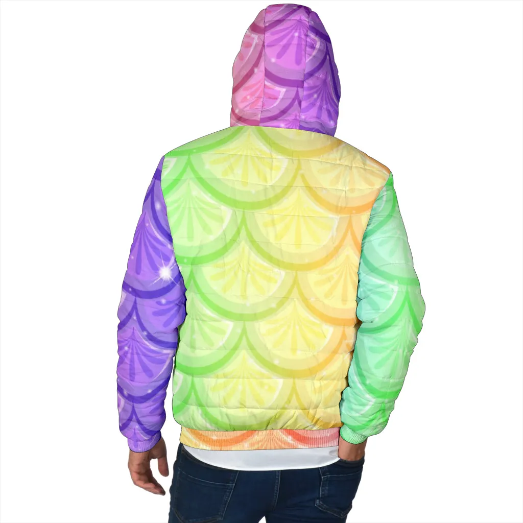 Mermaid Scales Men's Padded Hooded Jacket