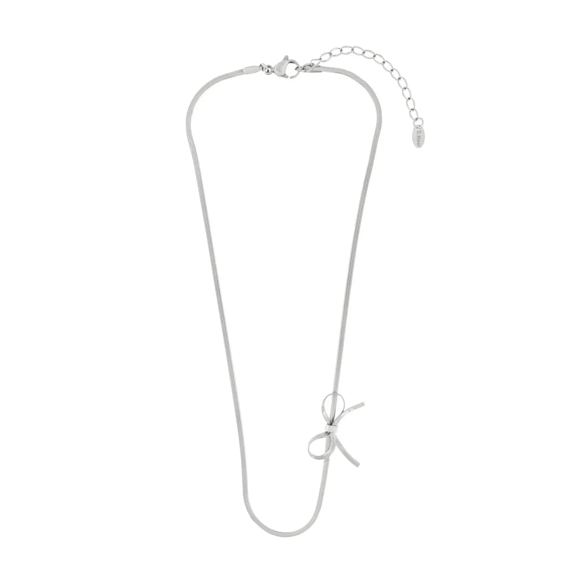 Passion Waterproof Short Bow Necklace Silver Plating