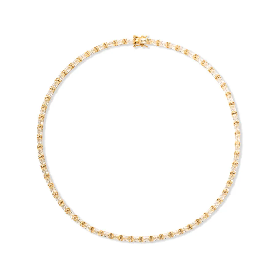 Pave 18K Gold Vermeil Canary Baguette Tennis Necklace