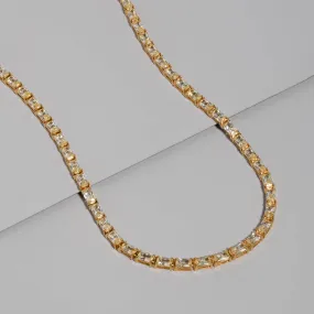 Pave 18K Gold Vermeil Canary Baguette Tennis Necklace