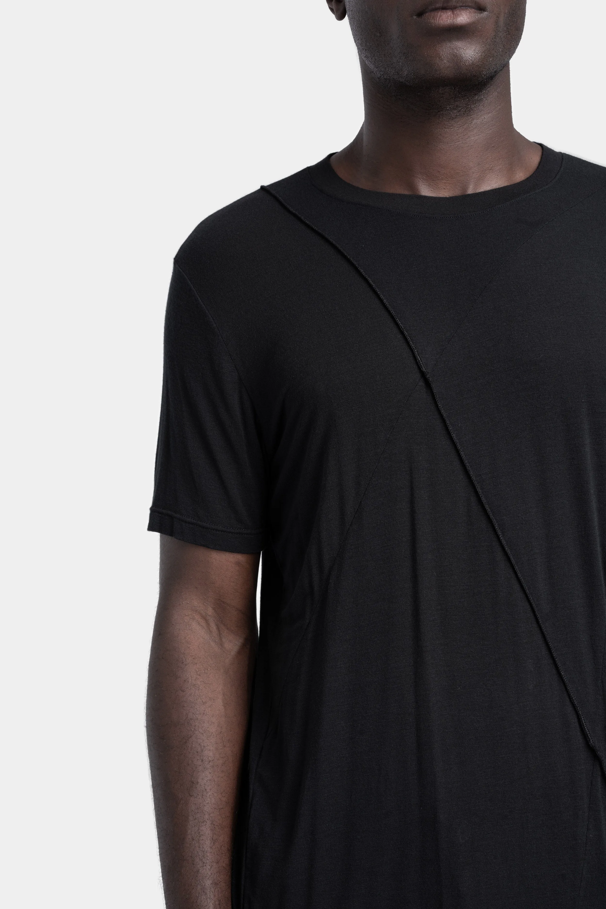 Piped seams cashmere blend T-Shirt