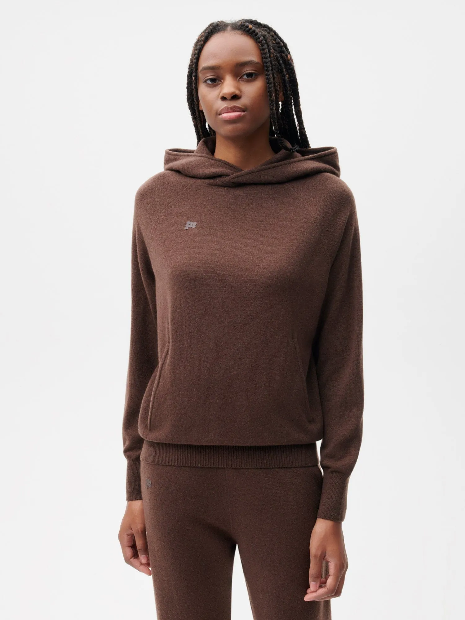 Recycled Cashmere Hoodie—chestnut brown