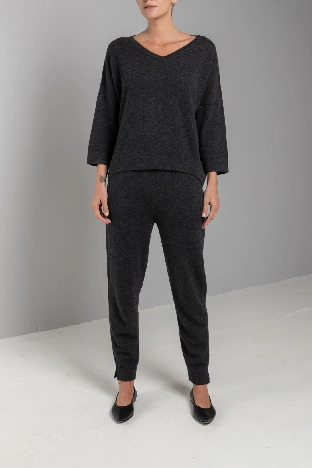 RECYCLED CASHMERE SIDE SLIT PANT