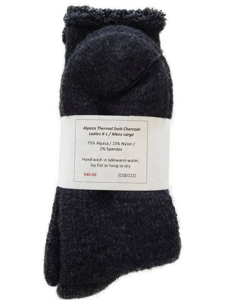 S222 Alpaca Thermal Sock Charcoal Ladies XL / Mens Large