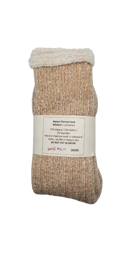 S619 Alpaca Thermal Sock Cinnamon Medium